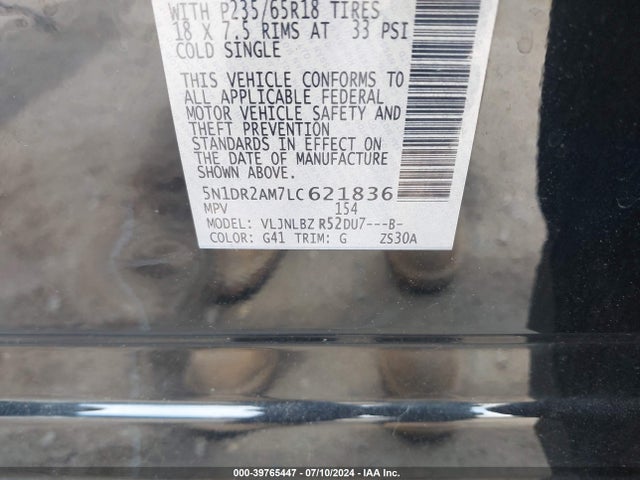Nissan Pathfinder S 4wd 2020 5N1DR2AM7LC621836 Image 9
