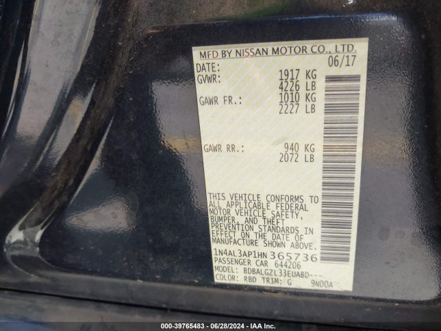 Nissan Altima 2.5 S 2017 1N4AL3AP1HN365736 Image 9