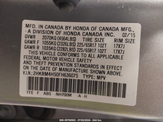 Honda CR-V EX 2015 2HKRM4H50FH636075 Image 9