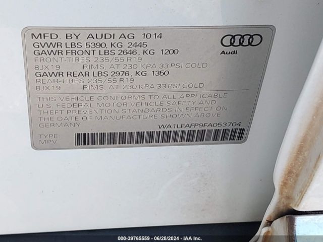 WA1LFAFP9FA053704 Audi Q5 2.0t Premium