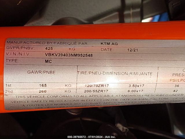 2022 KTM 1290 VBKV39403NM952548 Photo 9