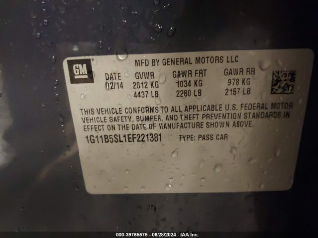 1G11B5SL1EF221381 Chevrolet Malibu 1ls