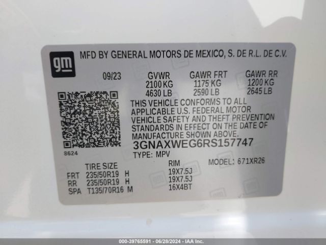 3GNAXWEG6RS157747 Chevrolet Equinox Awd Rs