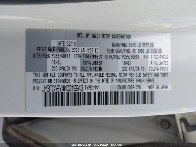 JM3TCABY4K0319943 Mazda CX-9 SPORT