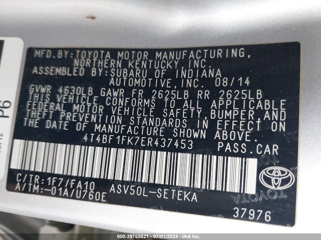 Toyota CAMRY L 2014 4T4BF1FK7ER437453 Image 9