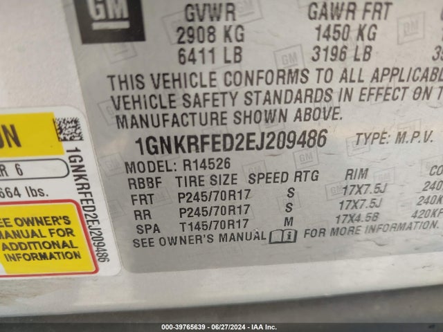 Chevrolet Traverse Ls 2014 1GNKRFED2EJ209486 Image 9