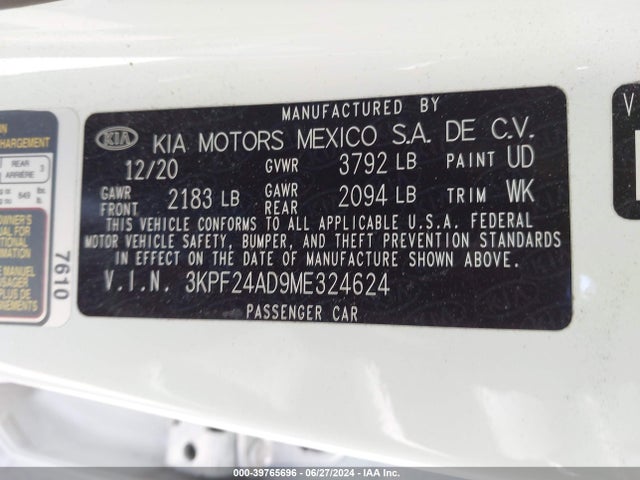 KIA Forte Lxs 2021 3KPF24AD9ME324624 Image 9