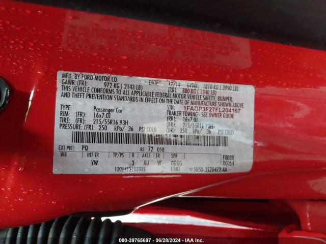 Ford FOCUS SE 2015 1FADP3F27FL204167 Image 9