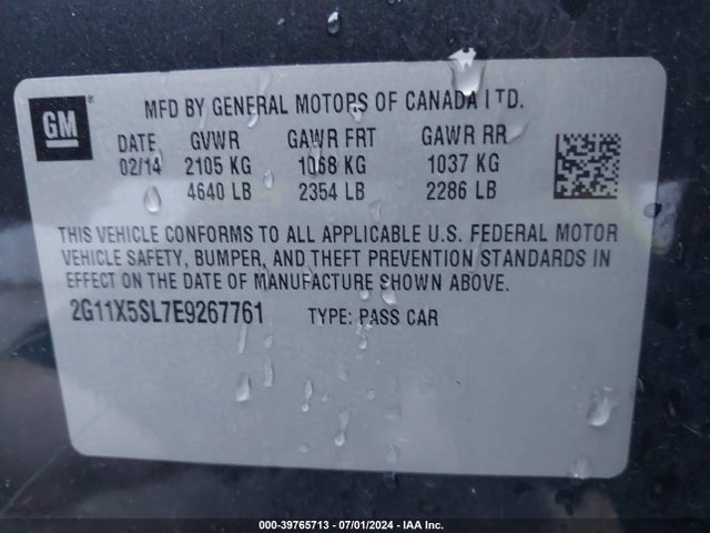 Chevrolet Impala 1fl 2014 2G11X5SL7E9267761 Image 9
