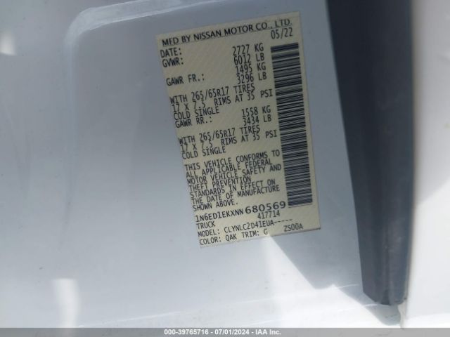 1N6ED1EKXNN680569 Nissan Frontier Sv 4x4