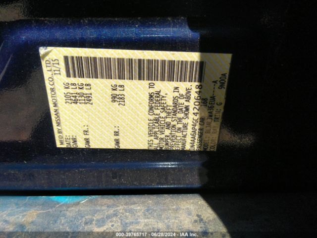 1N4AA6AP4GC420648 Nissan Maxima 3.5 Sv