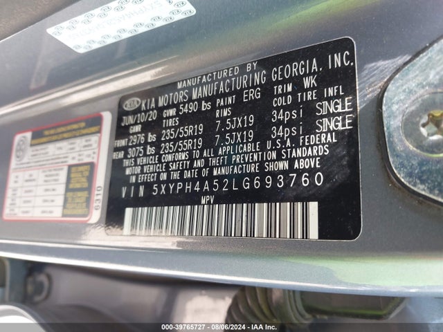 KIA Sorento 3.3l Ex 2020 5XYPH4A52LG693760 Image 7