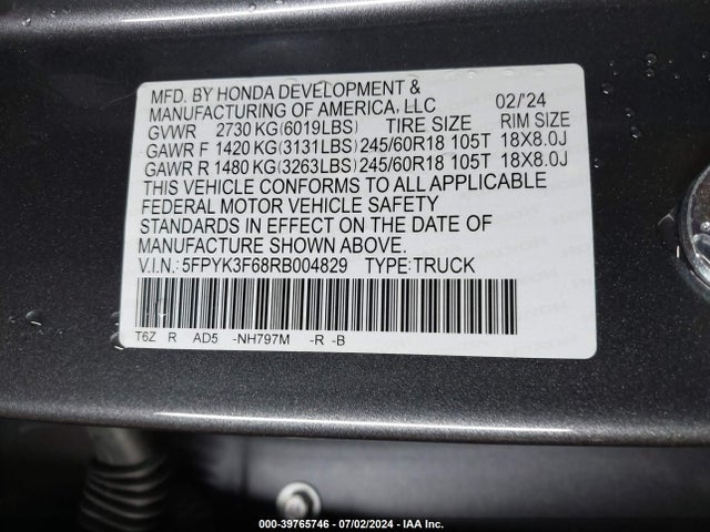 Honda Ridgeline Trailsport 2024 5FPYK3F68RB004829 Image 9