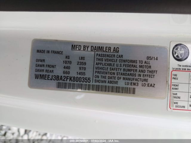 WMEEJ3BA2FK800355 Smart Fortwo Passion/pure