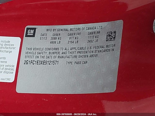 Chevrolet Camaro 2lt 2014 2G1FC1E3XE9121571 Image 9