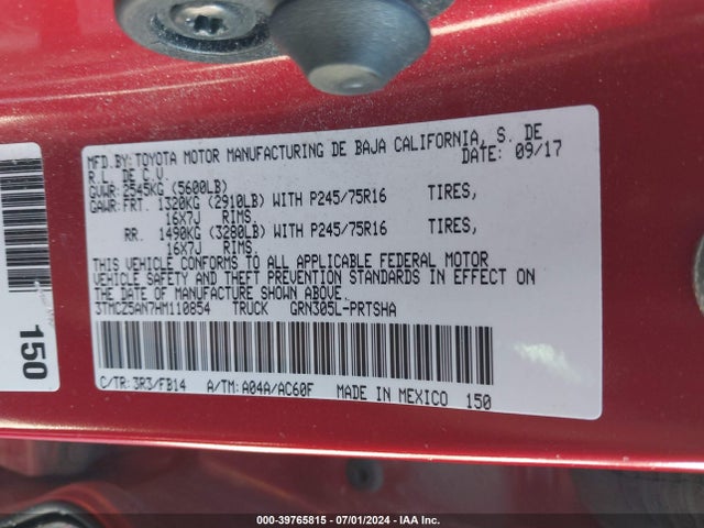 Toyota Tacoma Sr V6 2017 3TMCZ5AN7HM110854 Image 9
