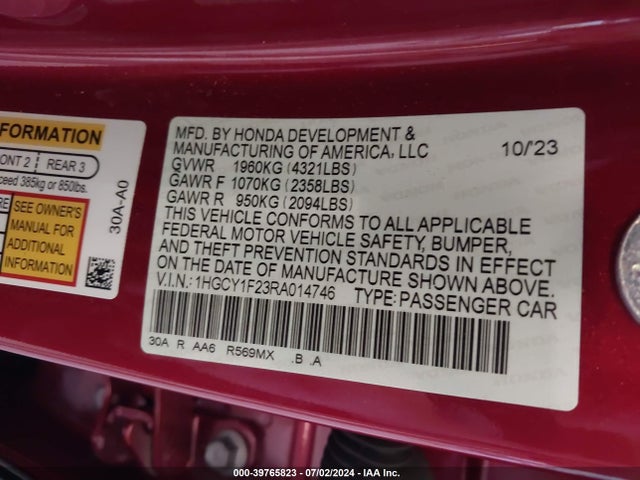 Honda ACCORD LX 2024 1HGCY1F23RA014746 Image 9