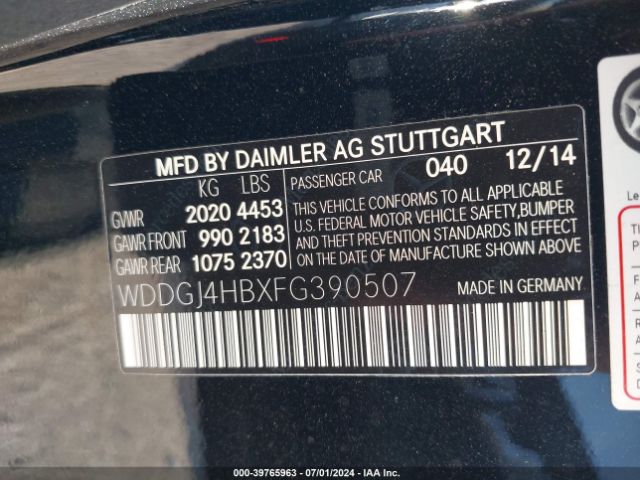WDDGJ4HBXFG390507 Mercedes-Benz C 250