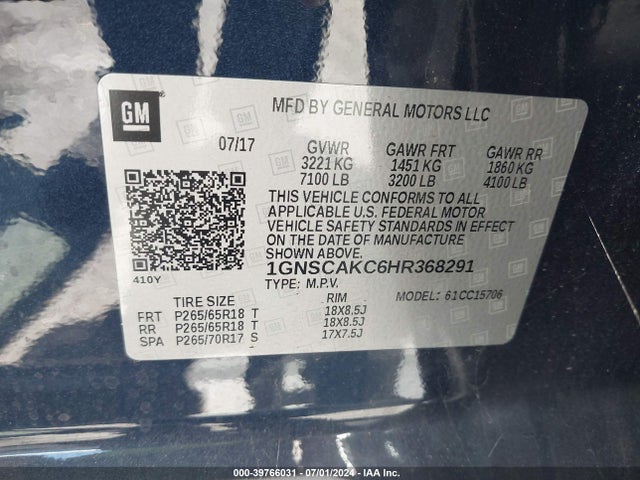 Chevrolet Tahoe Ls 2017 1GNSCAKC6HR368291 Image 9