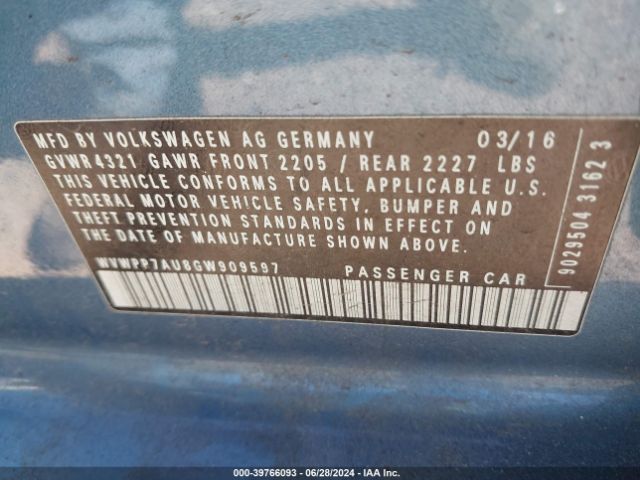 WVWPP7AU8GW909597 Volkswagen E-golf Sel Premium