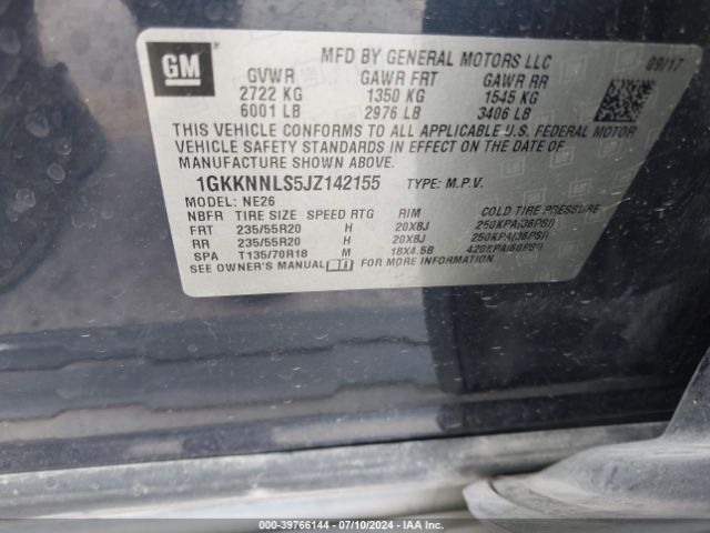 1GKKNNLS5JZ142155 GMC Acadia Slt-2
