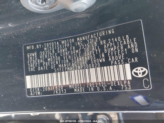 Toyota COROLLA LE 2022 5YFEPMAE2NP300820 Image 9