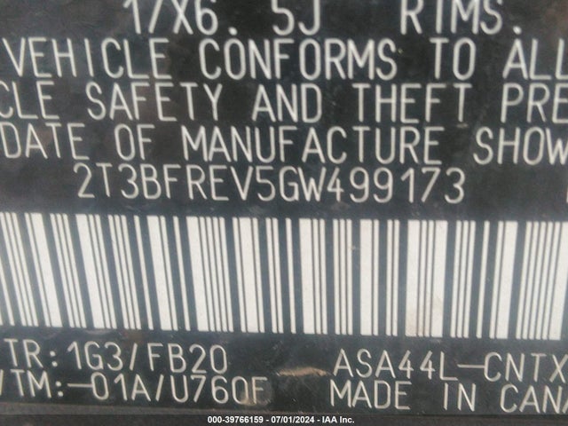 Toyota RAV4 LE 2016 2T3BFREV5GW499173 Image 9
