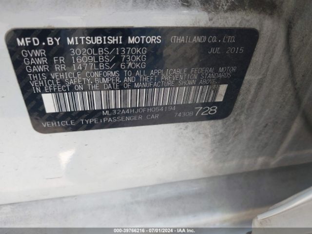 ML32A4HJ0FH054194 Mitsubishi MIRAGE ES