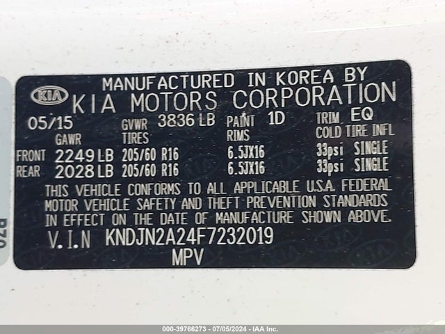 KIA Soul 2015 KNDJN2A24F7232019 Image 9