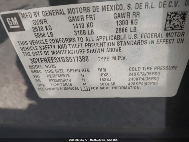 3GYFNEE3XGS517380 Cadillac Srx Luxury Collection