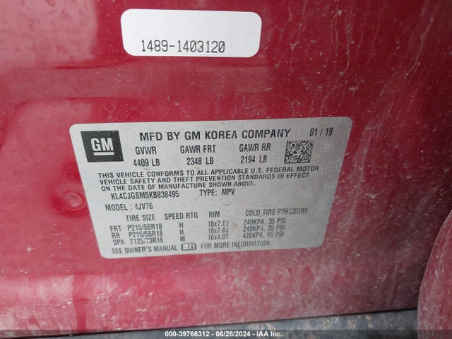Buick Encore Awd Essence 2019 KL4CJGSM5KB838495 Image 9
