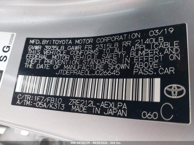 Toyota COROLLA LE 2020 JTDEPRAE0LJ026645 Image 9