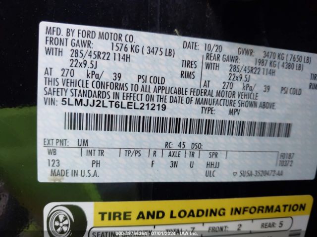 5LMJJ2LT6LEL21219 Lincoln Navigator Reserve
