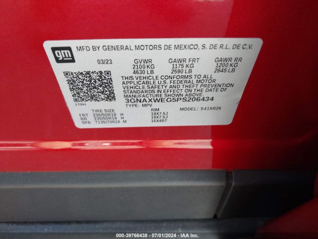 3GNAXWEG5PS206434 Chevrolet Equinox Awd Rs