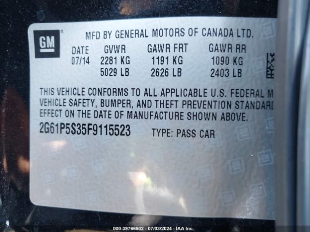 2G61P5S35F9115523 Cadillac Xts Premium