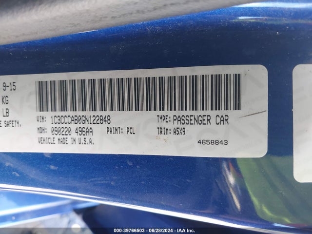 Chrysler 200 Limited 2016 1C3CCCAB0GN122848 Image 9