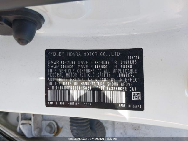JHMCR6F56HC015829 Honda Accord Hybrid Ex-l