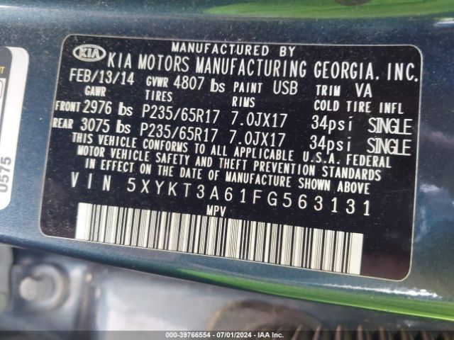 5XYKT3A61FG563131 KIA SORENTO LX
