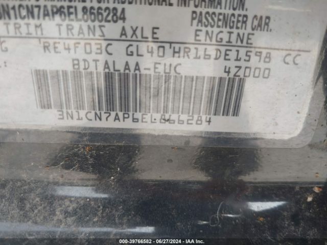 3N1CN7AP6EL866284 Nissan Versa 1.6 S
