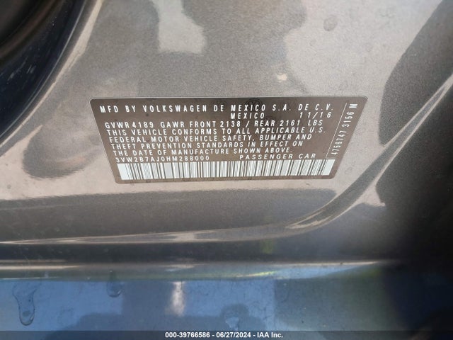 Volkswagen Jetta 1.4t S 2017 3VW2B7AJ0HM288000 Image 9