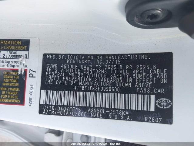 Toyota CAMRY SE 2015 4T1BF1FK3FU990600 Image 9