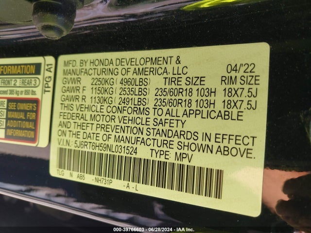 Honda Cr-v Hybrid Ex 2022 5J6RT6H59NL031524 Image 9
