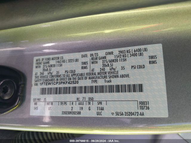 1FTEW1CP3PKF42520 Ford F-150 Xlt