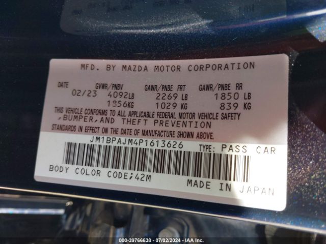 JM1BPAJM4P1613626 Mazda Mazda3 2.5 S