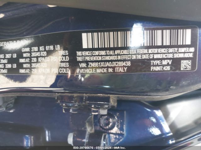 ZN661XUA0JX289438 Maserati Levante