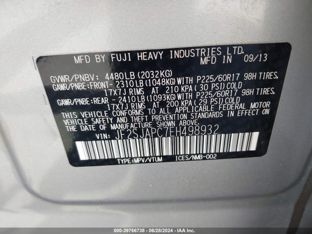 JF2SJAPC7EH498932 Subaru Forester 2.5i Touring