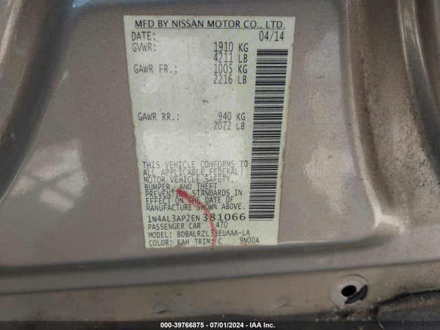 Nissan Altima 2.5 S 2014 1N4AL3AP2EN381066 Image 9