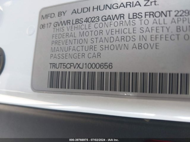 TRUT5CFVXJ1000656 Audi Tt 2.0t