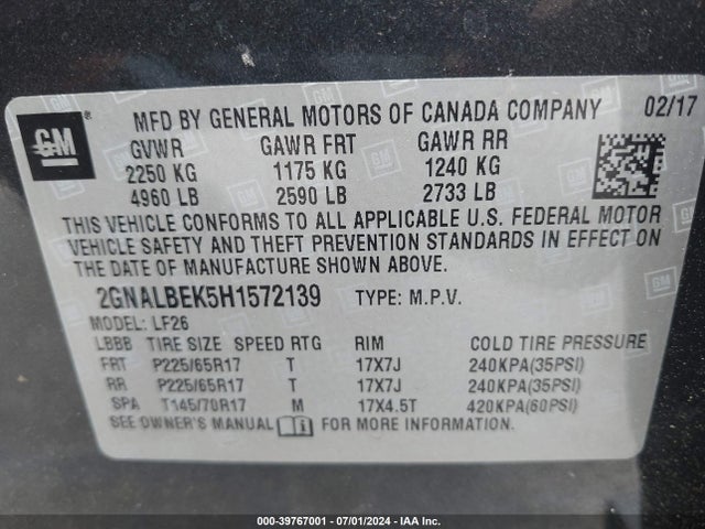 Chevrolet EQUINOX LS 2017 2GNALBEK5H1572139 Image 9