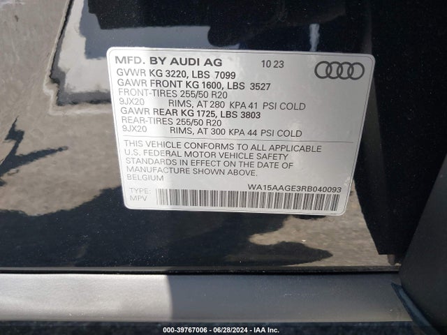 Audi Q8 E-tron Premium Plus Quattro 2024 WA15AAGE3RB040093 Image 9